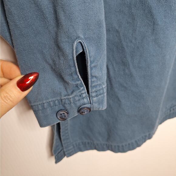 Vintage 90s L.L. Bean Tunic Top Women's Medium Collarless Cotton Canvas Utility - Picture 6 of 8